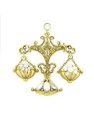 Antique Precious Gem Scale Vintage Brooch Gold Plated
