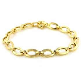 14K Gold Satin Shiny Oval Link Bracelet - 7.5 by Netaya