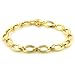 14K Gold Satin/Shiny Oval Link Bracelet - 7.5
