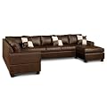 Bobkona 3-Piece Santiago Sectional Sofa Set with Arm Chaise Reversible in Walnut Color (6-seat)