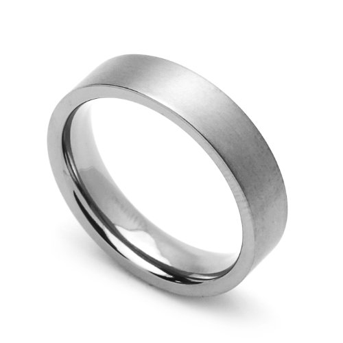 5MM Comfort Fit Titanium Wedding Band Classic Flat Ring (Size 5 to 12)