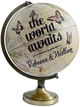 Custom "World Awaits" Butterfly Travel Push Pin Globe