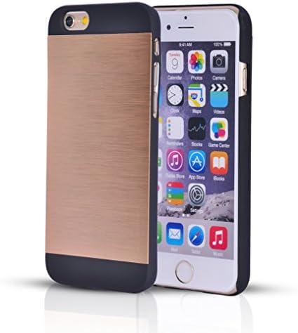 iPhone 6 Case Aluminum Cover (Scratch-Proof) With Free [Anti Glare & Tempered] Screen Protector Glass For 4.7 inch Size (Combo Offer) - Cool, Soft, Colorful Design, Slim, Hard Body 4.7" Phone Cases - Full Body Heavy Duty Hardshell Protection Bumper (Shock Absorbent) For Men, Women, Boys, Girls - [Perfect Fit] Lifetime Warranty (2014) - Aluminum Gold + Bonus Screen Guard (MH-IP6-00B)