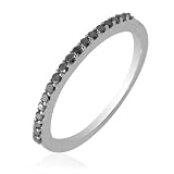 0.25cttw Natural Treated Black Round Diamond (AAA-Quality,Black-Color) Band Ring in 14K White Gold.