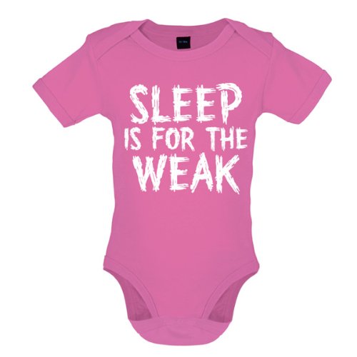 Sleep Is For The Weak - Funny Babygrow / Bodysuit - 6 Colours - Pink - 6-12 Months