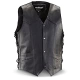 Mossi Live To Ride Leather Motorcycle Vest Black