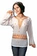 White long sleeves Kurti/Tunic with orange embroidery