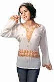 White long sleeves Kurti/Tunic with orange embroidery