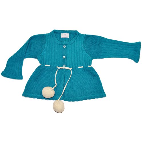 Babatude Green Cashmere and Merino Wool Pom pom Jacket - Green - 6 Months
