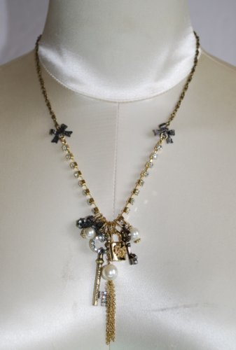 Betsey Johnson Key Lock Multi Charms Necklace