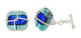 Handmade sterling silver and dichroic art glass cufflinks