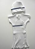 White Gown Set with Blue Polka Dot Trim (Four preemie and newborn sizes)