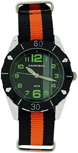 Cannibal Active Boys Black Dial Black Striped Nylon Strap Boys Watch CJ258-26