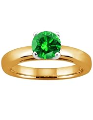 0.80 Ct Round Green SI1/SI2 Diamond 18K Yellow Gold Solitaire Ring