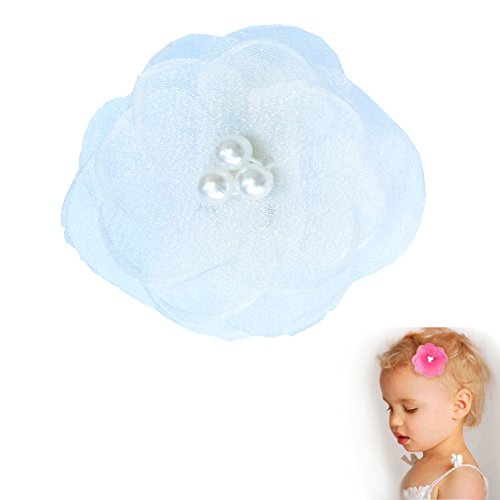 Pearl Poppy flower hair clip - Girl Wispy Clippy - best no slip barrette for fine hair(GC4-White)