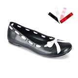 Cute Black Ballet Flats Interchangable Lacing Womens Skimmers