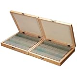 AmScope 200pc Student Basic Science Prepared Microscope Slides with Wooden Case