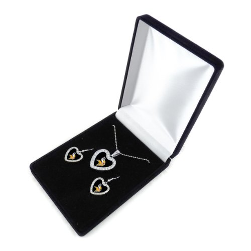 NFL Minnesota Vikings Reversible Crystal Heart Pendant and Earrings in Satin Box