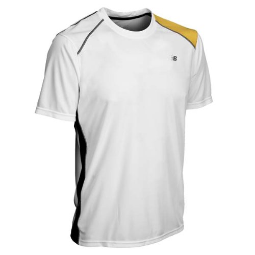 New Balance Men's NP Short Sleeve Running Top,White,X-Large