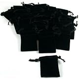 20 Pouches Black Velvet Drawstring Jewelry Bags 2"