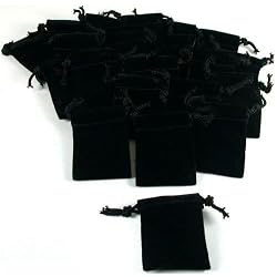 20 Pouches Black Velvet Drawstring Jewelry Bags 2"