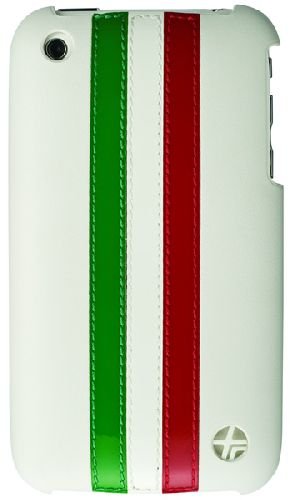 Trexta Stripes Serie Leder Snap on Handytasche f&uuml;r Apple iPhone 4 gr&uuml;n/wei&szlig;/rot