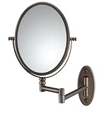 Conair Beaded Oval Wall Mount Mirror in Oil Rubbed Bronze with 1X / 7X Magnification