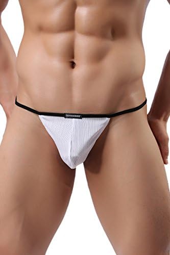 HOT Sexy Mens Cheeky Thongs Briefs 4style Underwear Elastic Pouch W 36 (XL, white)