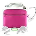 Pink Luxmo Amazon Kindle DX Carrying Sleeve With Extra Pocket + White Rapid Kindle DX Car Charger + White Kindle DX Wall Charger + White Amazon Kindle Data Cable + White Ebook Reader LED Light + Live*Laugh*Love Wrist Band!!! (Kindle DX Not Included)