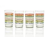 Fiesta Multi-Color Stripe Glassware, 7-Ounce Juice Glass, Set of 4