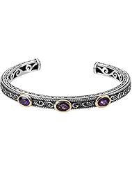 Sterling Silver and 14K Yellow Gold Amethyst and Sapphire Bracelet -- LIFETIME WARRANTY