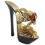 Cheetah Print Platform Shoe Brush Holder Brown