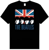 The Beatles UK FOUR Union Jack Adult Classic Black T-shirt
