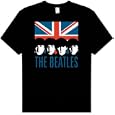 The Beatles UK FOUR Union Jack Adult Classic Black T-shirt