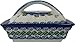 Polish Pottery Ceramika Boleslawiec,  0352/162, Butter Dish Deep, 2 Cubes, Royal Blue Patterns with Blue Pansy Flower Motif