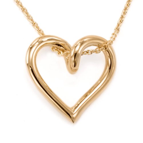 18k Gold Curved Heart Pendant