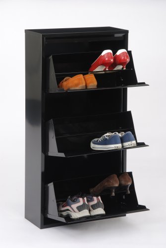 Jan Kurtz 497625 Schuhschrank Big Shoe 3 schwarz gl&auml;nzend mit 3 Klappen 105 x 52 x 22 f&uuml;r  Preisvergleich