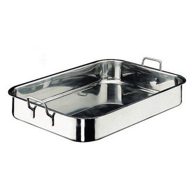 41uu9xhMRiL Roasting Pan in Stainless Steel Size: L 23 5/8 x W 13 3/4 x H 3 1/2