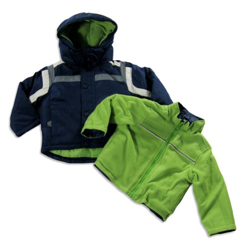 Carters Boys 4 In 1 Hooded Winter Jacket, Navy, Lime
