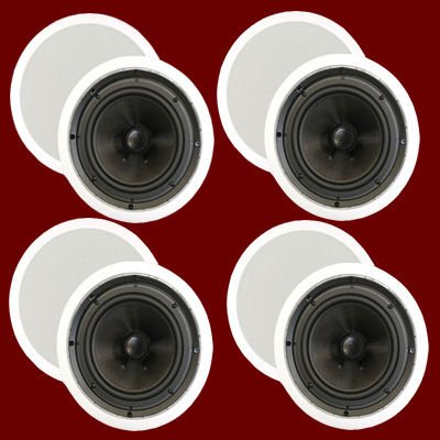 4 Pairs of New 6.5 In Ceiling Surround Sound HD Home Theater Round Glass Fiber Speakers 4TSS6C
