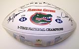 Steve Spurrier and Urban Meyer DUAL Autographed Florida Gators Full Size 2X Championship Football