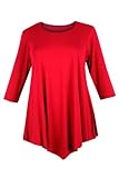 Ladies Womens Plus Size Three Quarter Sleeve Round Neck Tunic