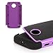 E LV Shock-Absorption Dual Layer Armor Defender Case for Moto E 1st Generation (XT1021 / XT1022 / XT1025) Bundle with Stylus and Microfiber Digital Cleaner - Purple