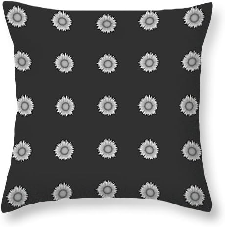 Geometric Sunflowers Light Grey Throw Pillow Cushion Case Cover Dark Grey 20"x20"