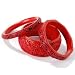 Set of Three 8" Red Cinnabar Hand-Carved Bangle Bracelets