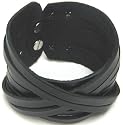 Black Leather Crisscrossed Bracelet Wristband Skater