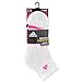 adidas Women's Cushioned Quarter Socks (3-Pair), White/Solar Pink Night Flash Vivid Mint, Medium, (Shoe Size 5-10)