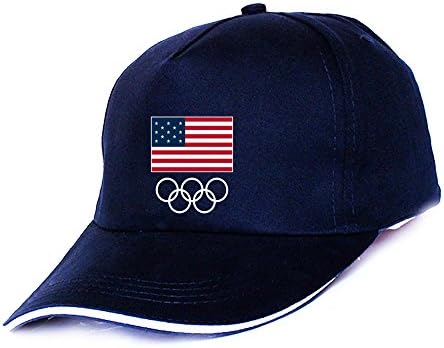 VBEKGG Team USA 2016 Olympics Flags &amp; Rings Baseball Cap Adjustable Mens Hats D-blue