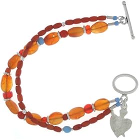 Arte De Corazon Coral and Carnelian Bracelet by Milagro Jewelry