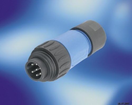 Circular DIN Connectors 6+PE MALE STRT BLUE SODR SIL IN ST RELF